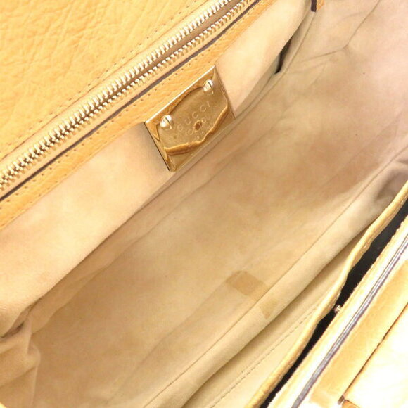 Gucci ostrich bamboo beige fringe handbag brown - Picture 6 of 8